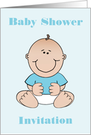 Baby Shower Invitation with baby boy sitting card