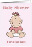 Baby Shower Invitation with baby girl sitting card