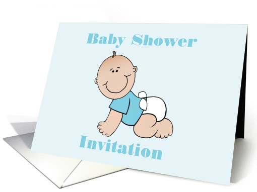 Baby Shower Invitation with baby boy crawling card (891663)