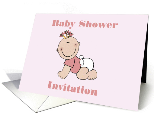 Baby Shower Invitation with baby girl crawling card (891665)