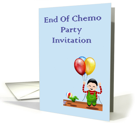 End of chemo party invitation for young boy last chemo session card