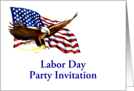 Labor Day Party Invitation with American flag and eagle custom card