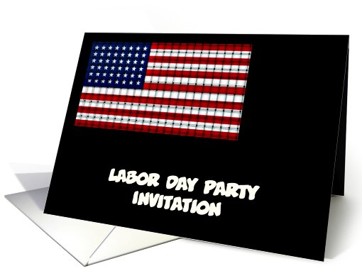 Happy Labor Day Invitation with American flag woven custom card