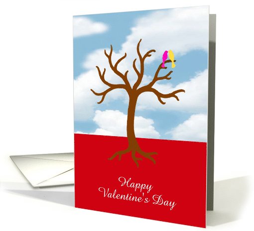 Happy Valentine's Day with 2 birds sitting in a tree custom card