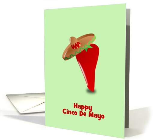 Happy Cinco De Mayo with chili wearing sombrero custom card (895398)