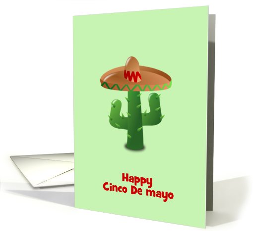 Happy Cinco De Mayo with cactus wearing sombrero custom card (895399)