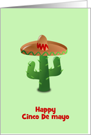 Happy Cinco De Mayo with cactus wearing sombrero custom card