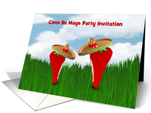 Cinco De Mayo party Invitation with chilis wearing... (895407)