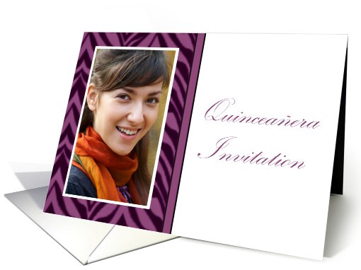 Quinceanera Invitation with purple zebra pattern customizable card