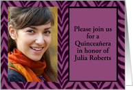 Quinceanera Invitation with purple zebra pattern customizable card