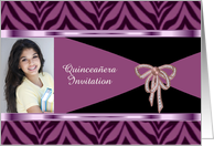 Quinceanera Invitation with purple zebra pattern custom card