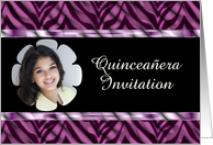 Quinceanera Invitation with purple zebra pattern customizable card