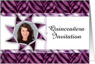 Quinceanera Invitation with purple zebra pattern customizable card