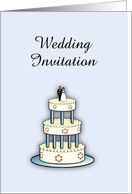 Wedding Invitation with Bride and Groom cake topper customizable card