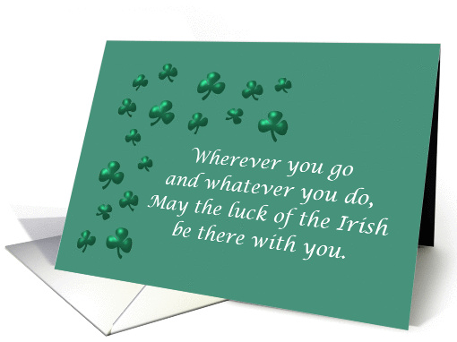 Happy St. Patrick's Day Irish blessing with green shamrock clover card