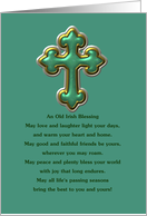 Happy St. Patrick’s Day Irish blessing with green and gold cross card