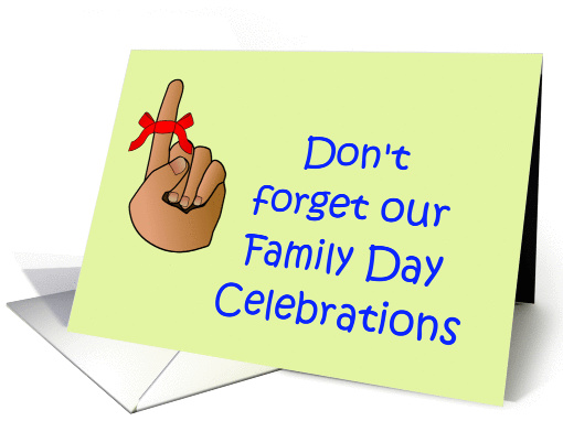 Don't forget Family Day Invitation with ribbon on finger card (917462)