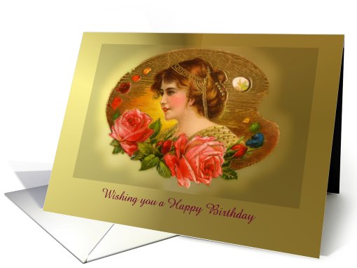 Vintage Happy Birthday custom card with vintage lady card (918993)