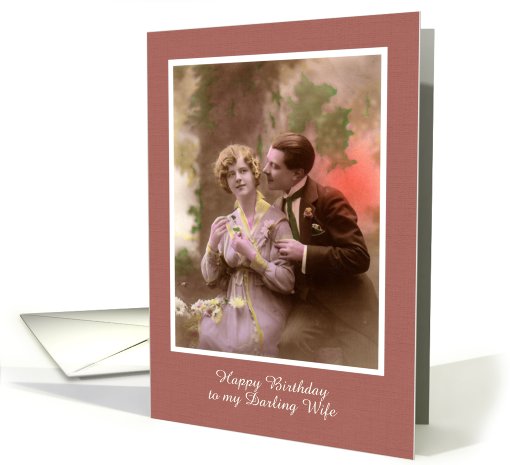 Vintage Happy Birthday to wife from husband custom card (918995)
