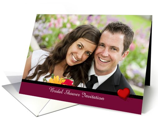 Bridal Shower Invitation photo card custom text with red... (932425)