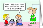 Kids call China to check time. card