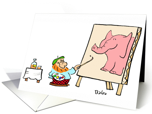 Artist and Pink Elephant card (195724)