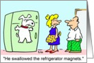 Dog Swallows Refrigerator Magnets card