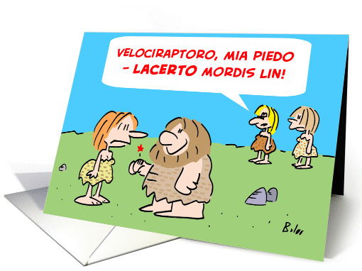 Velociraptor Bit Him - Esperanto
 card (244551)