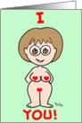 I heart you valentine nude chibi card