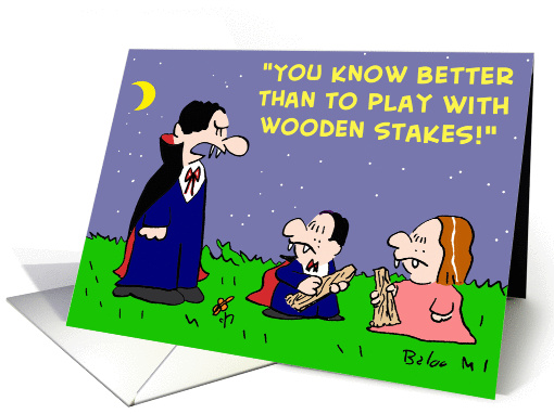 vampire, wooden, stakes, halloween card (373074)