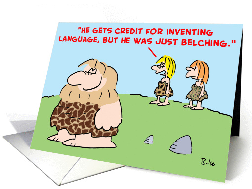 caveman, belching, invented, language card (382173)