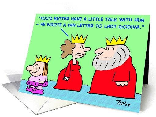 king, queen, prince, fan, letter, lady, godiva, nude card (385898)