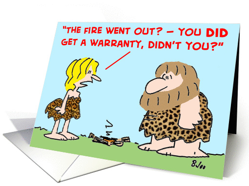 caveman, fire, warranty card (388930)