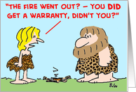 caveman, fire, warranty card