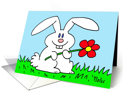 rabbit, flower, easter card (388947)