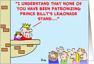 king, prince, lemonade, stand card