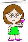 wine, girl, cheers card