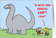 bow, arrow, cave, dinosaur, jam card