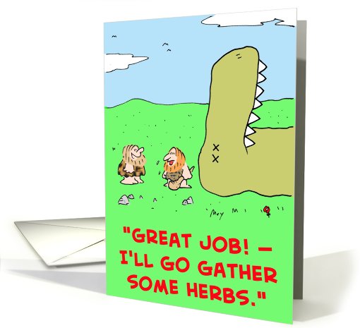 caveman, dinosaur, gather, herbs card (411089)