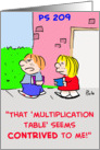 kids, school, multiplication, table, contrived card