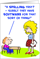 spelling, test, school, teacher, software, computers card