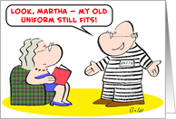 prisoner, old, uniform, still, fits card
