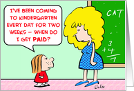 kindergarten, teacher, school, paid card
