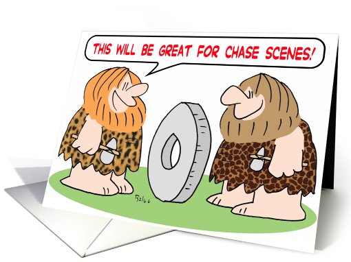 Caveman, wheel, chase, scenes card (436276)