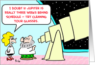 astronomy, telescope, jupiter, behind, schedule, cleaning, glasses card