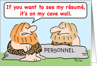 caveman, resume, cave, wall card