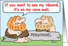 caveman, resume, cave, wall card