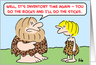 Caveman, inventory, rocks, sticks card