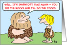 Caveman, inventory, rocks, sticks card