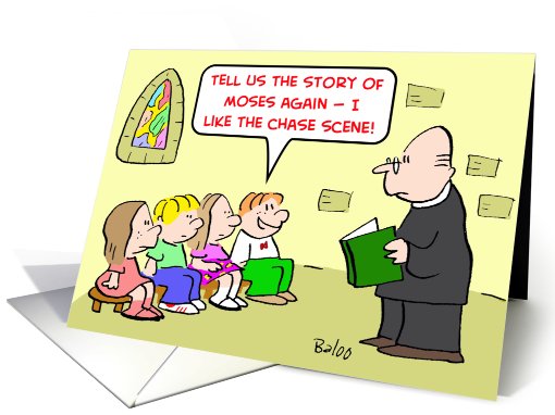 moses, chase, scene, sunday, school card (449525)